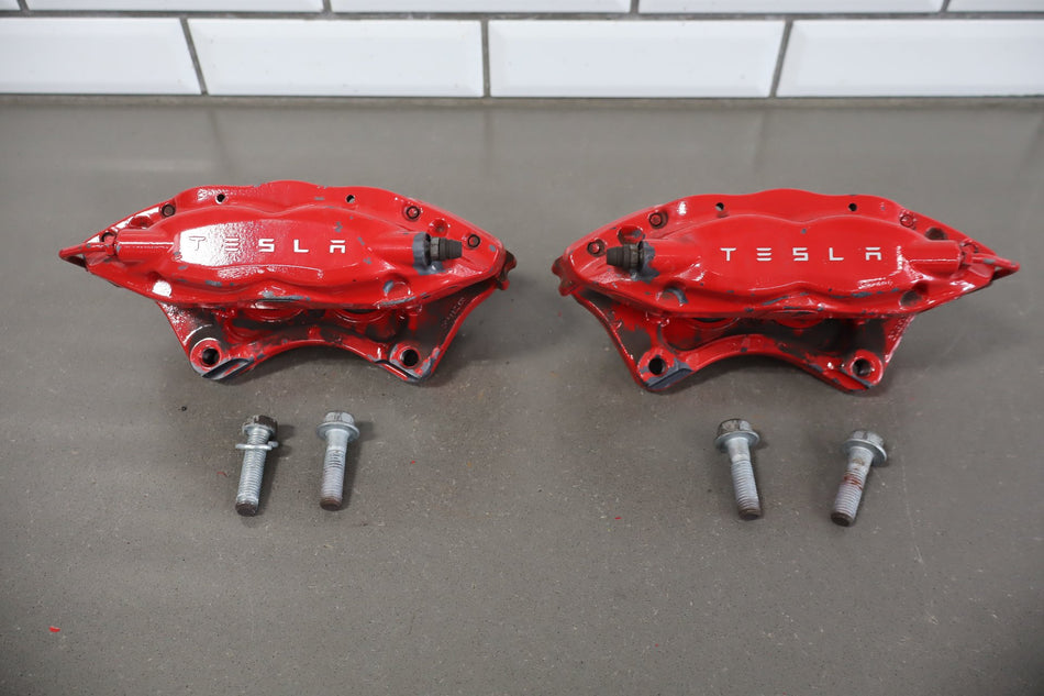 12-20 Tesla Model S X Rear Parking Brake Calipers Pair Left/Right OEM Brembo