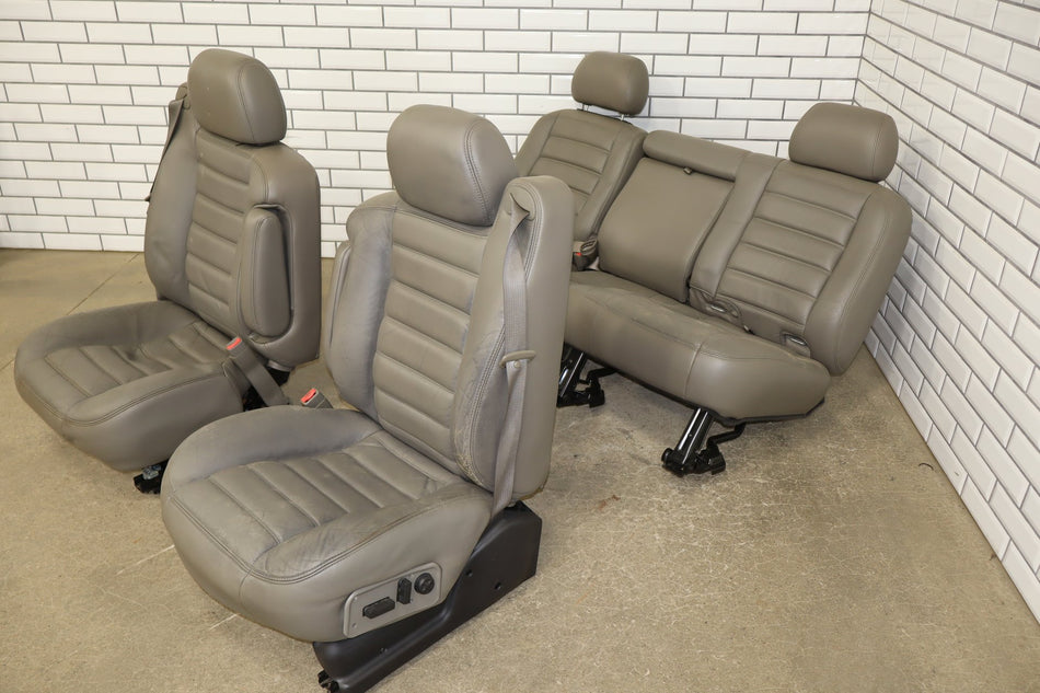 2003-2007 Hummer H2 SUV Leather Seats Set 1st & 2nd Row Wheat