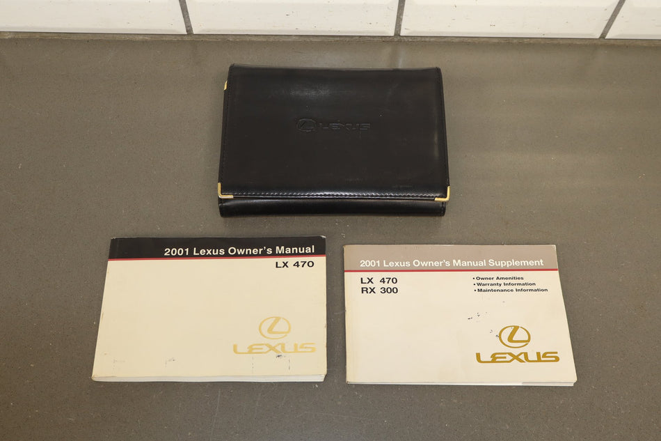 2001 Lexus LX470 Owners Manual Set w/ Supplement & Leather Case OEM