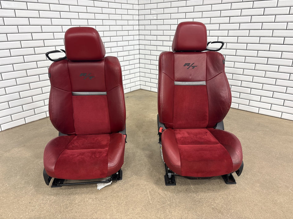 2011-2014 Dodge Challenger R/T Radar Red Leather Seat Set Front Rear OEM