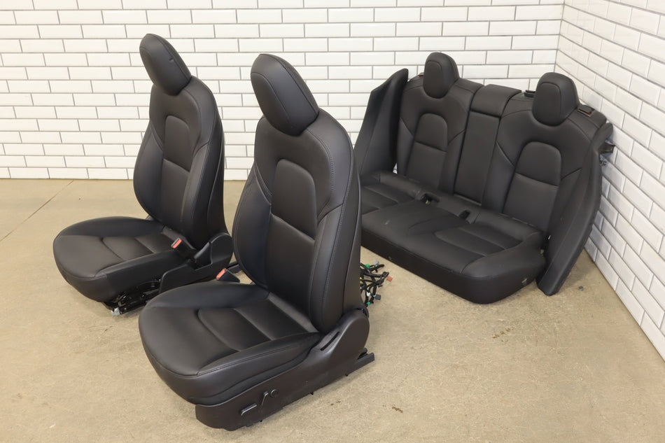 17-23 Tesla Model 3 Long Range M3 Front/Rear Seats Set OEM Black Power