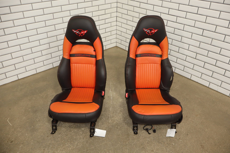 1997-2004 Chevrolet Corvette C5 Sport Leather Seats Set Custom Red/ Black Faded