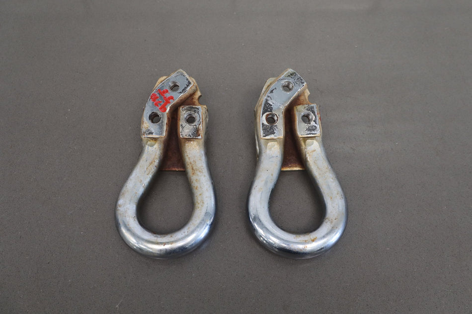 99-07 Ford F250 F350 Super Duty Front Bumper Tow Hooks Pair Chrome OEM Used