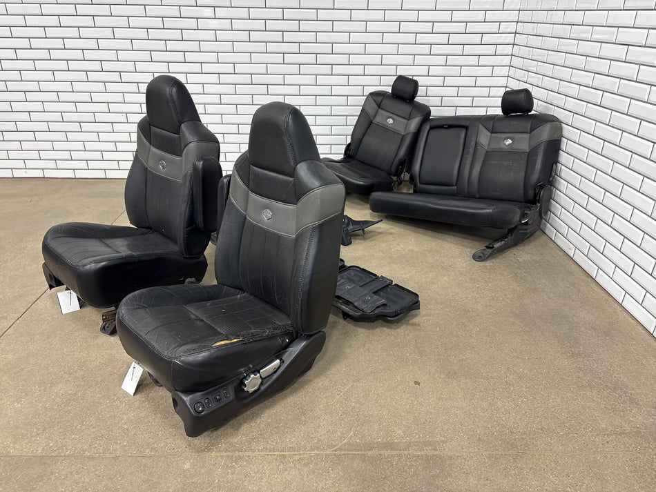 05-07 Ford F250 F350 Super Duty Harley-Davidson Crew Cab Seats Set Black Leather