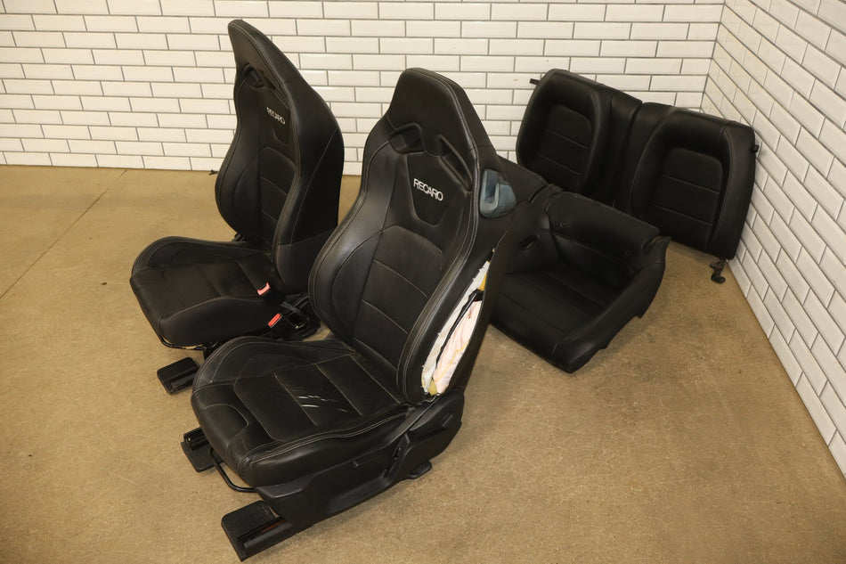 2015-2017 Ford Mustang GT Recaro Black Leather Seats Set Front/Rear