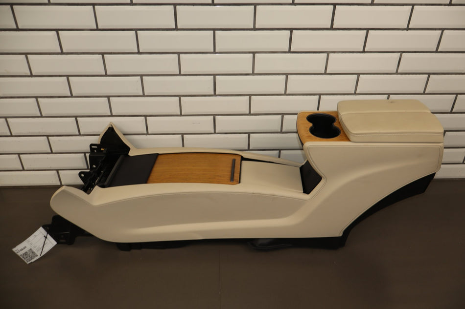 16-20 Tesla Model X Front Center Console Cream Woodgrain