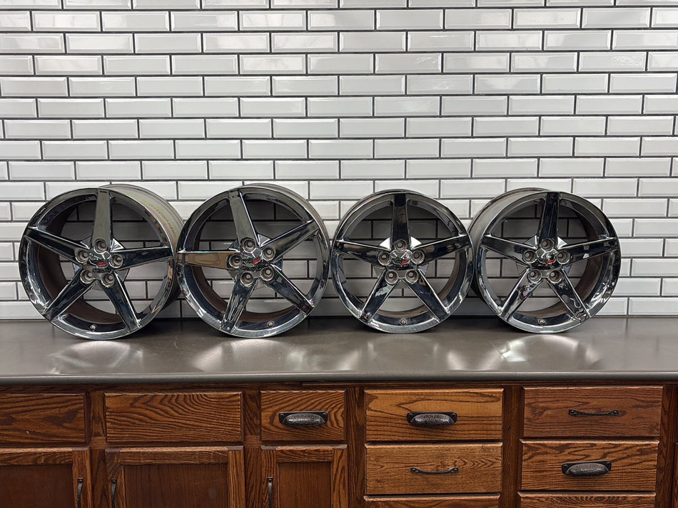 05-13 Chevy Corvette C6 Chrome Staggered Wheel Set of 4 OEM