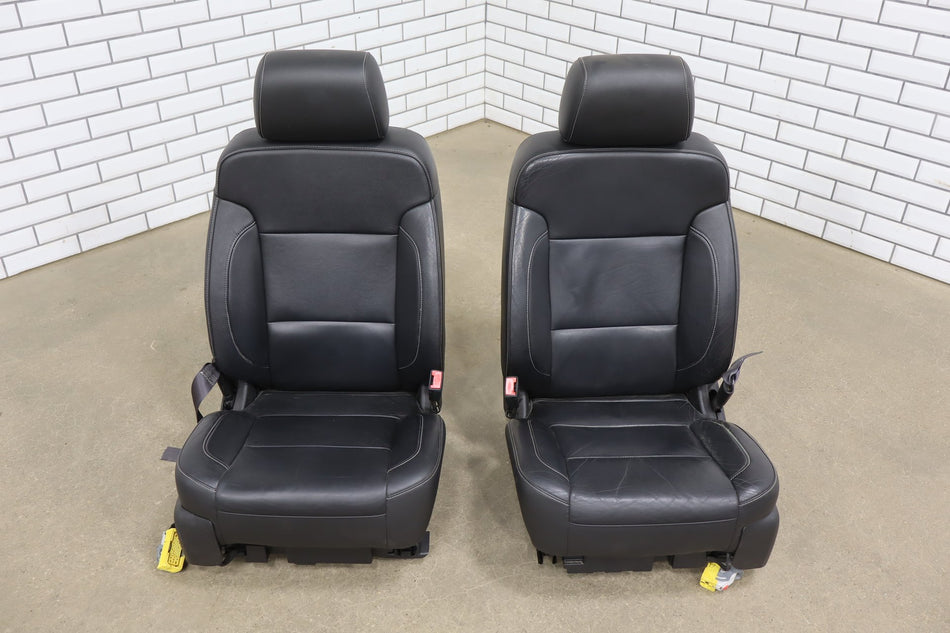 2014-2018 GMC Sierra/ Silverado Crew Cab Leather Seats Set Jet Black H2U