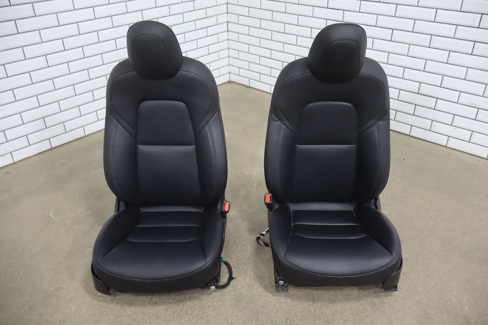 2019 Tesla Model 3 Synthetic Leather (Leatherette) Seats Set Black