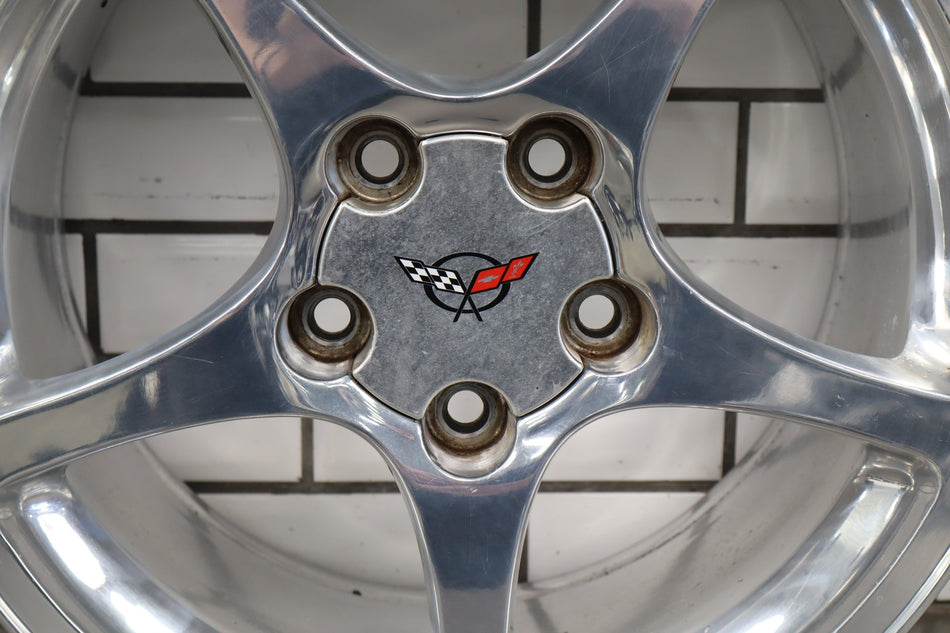 2000-2004 Chevrolet Corvette C5 Front 17x8.5 OEM 5 Spoke Polished Wheel