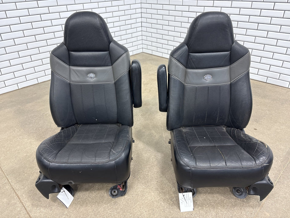 05-07 Ford F250 F350 Super Duty Harley-Davidson Crew Cab Seats Set Black Leather
