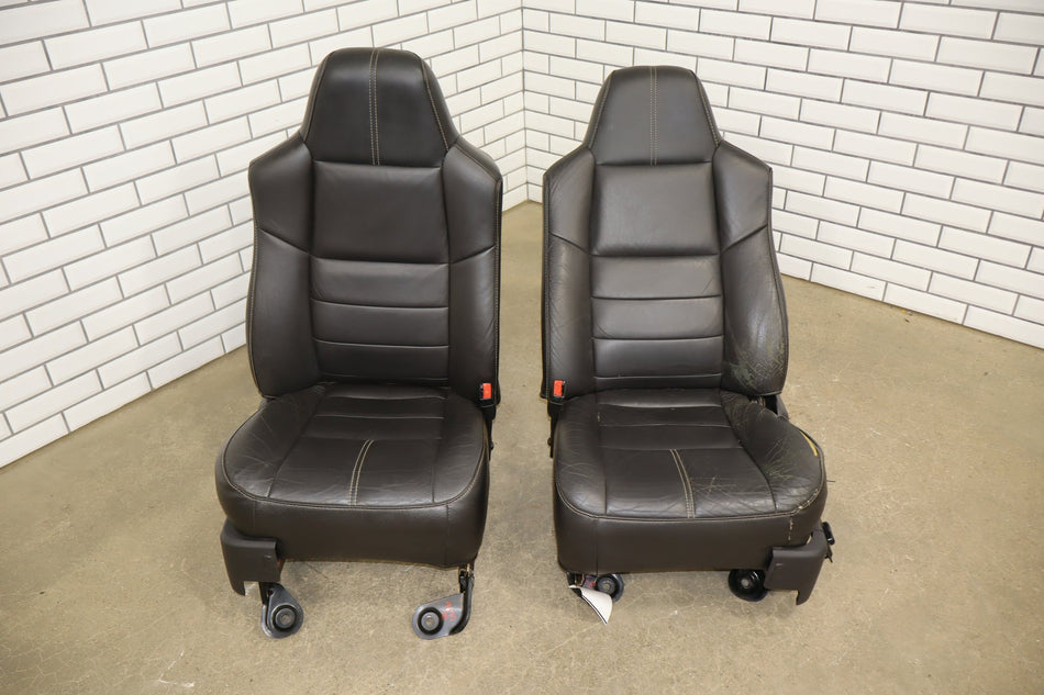 08-10 Ford F250 Super Duty Crew Cab Leather Seat Set Black Front/Rear
