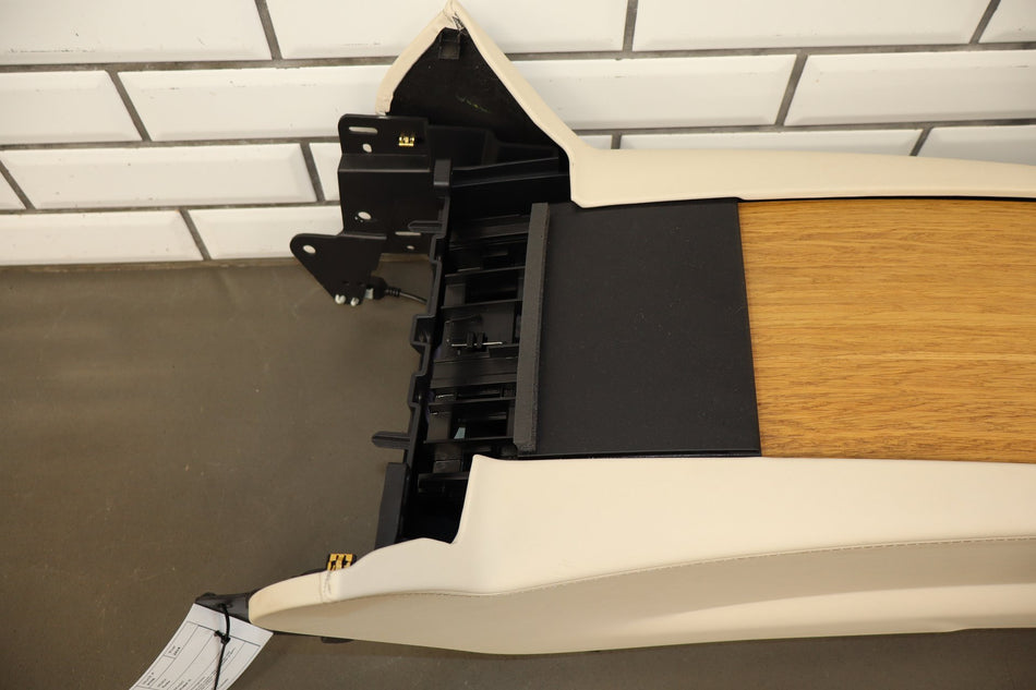 16-20 Tesla Model X Front Center Console Cream Woodgrain