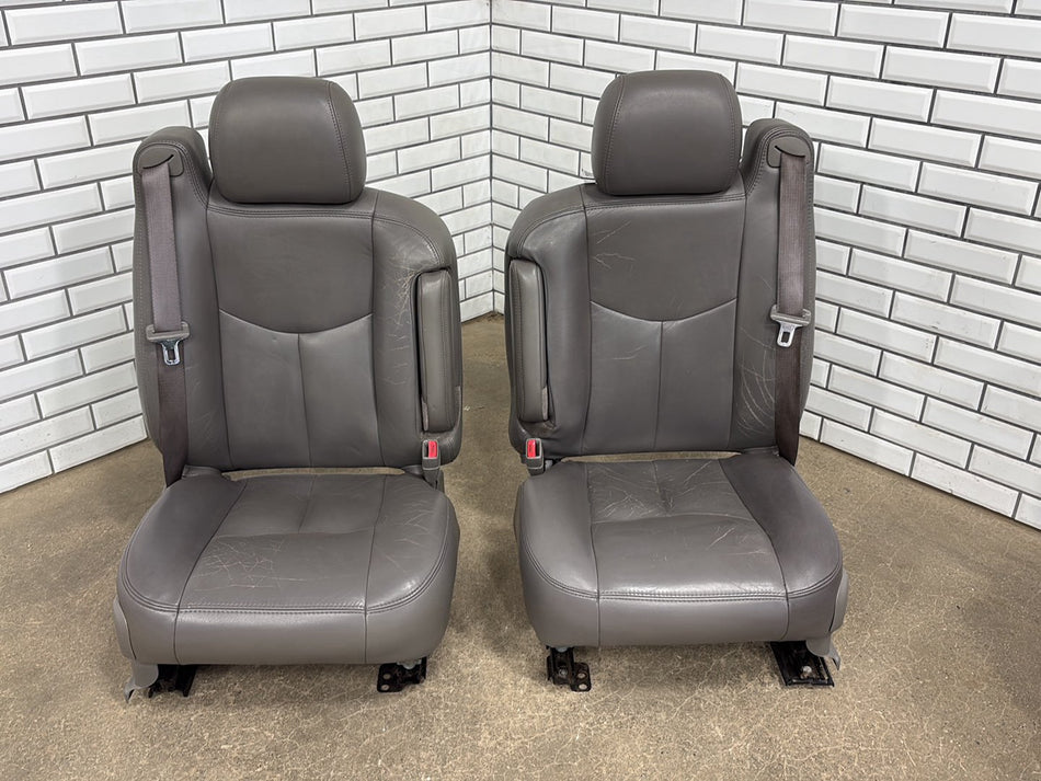 03-06 Chevrolet Silverado 2500HD Leather Seat Set Crew Cab Gray GMT800