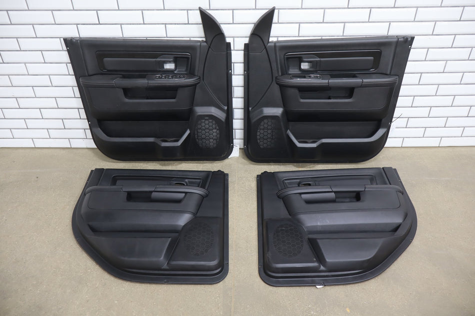 2013-2018 Ram 4th Gen Black Rebel Leather Door Panel Set Front/Rear OEM