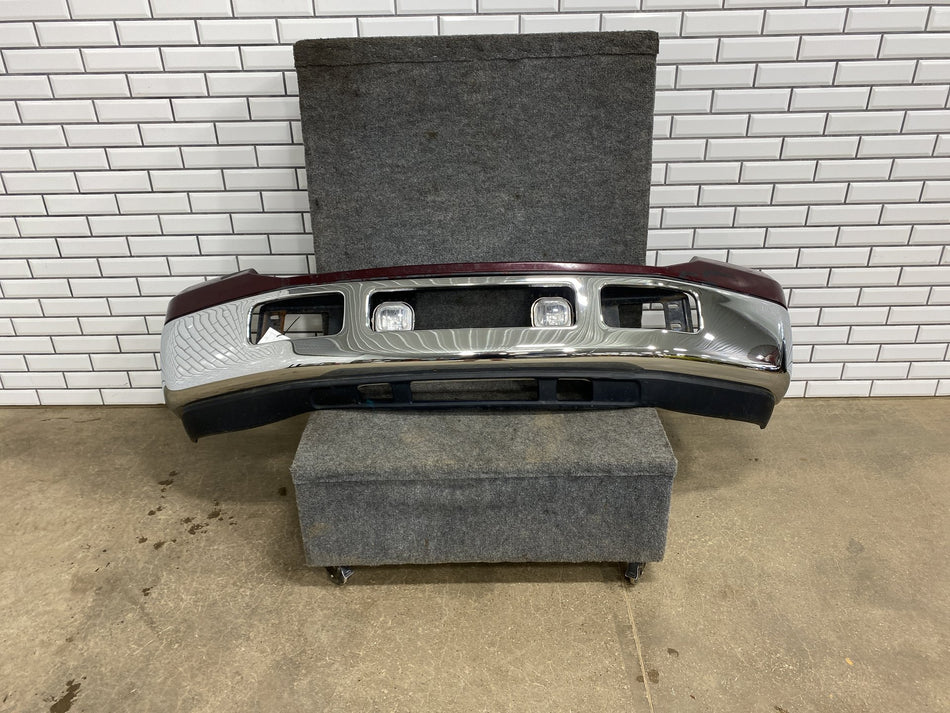 05-07 Ford F250 F350 Super Duty Chrome Front Bumper w/ Fogs Dark Toreador Red JM