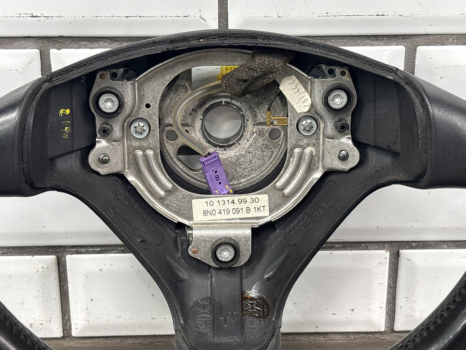 00-06 Audi TT Quattro Coupe 8N Steering Wheel Black Leather 3 Spoke OEM Used
