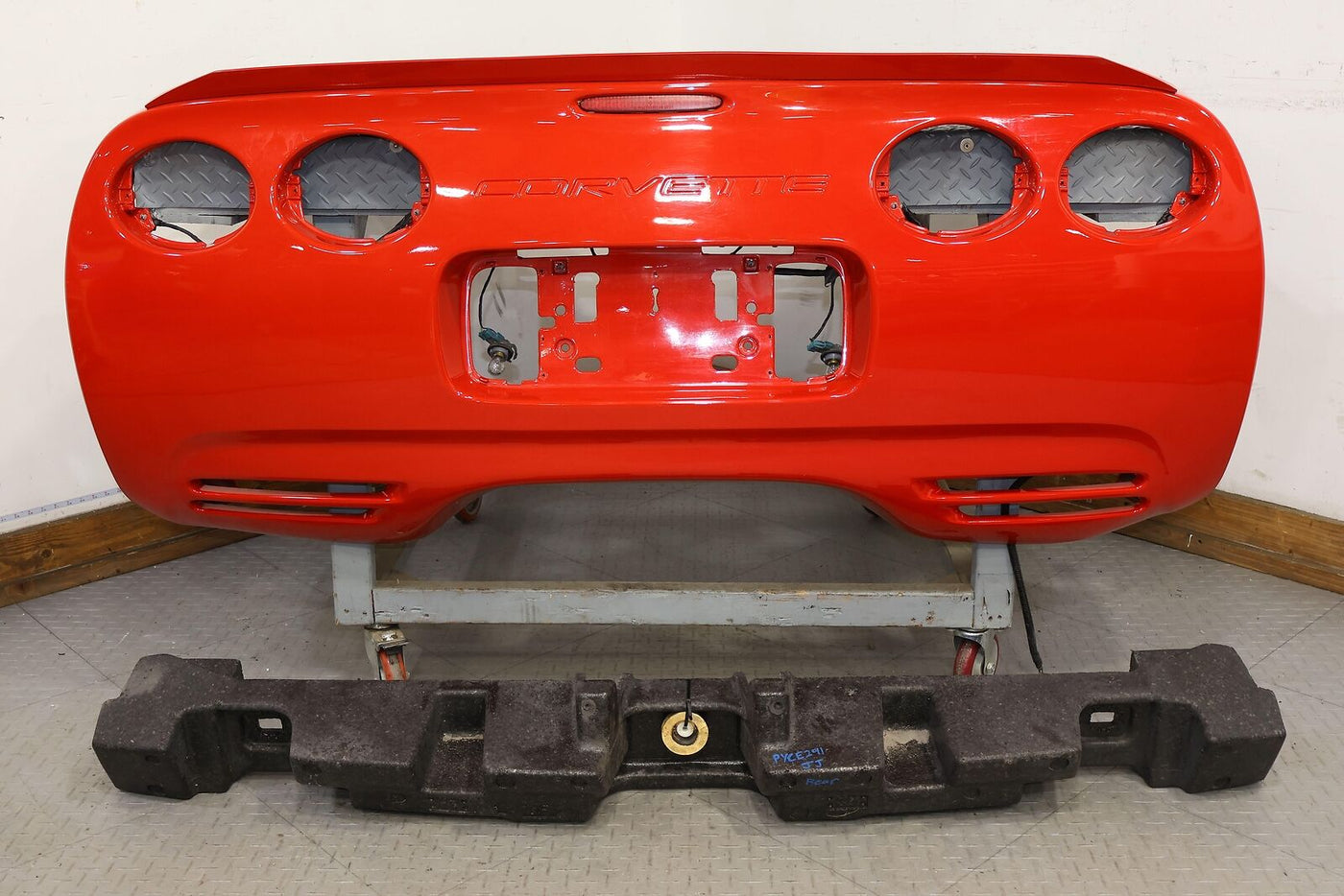 97-04 Chevy C5 Corvette Rear Bumper Cover W/ Aftermarket Spoiler (Torch Red  70U)